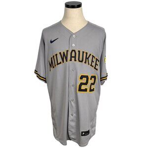 Nike Milwaukee Brewers Christian Yelich #22 Authentic Gray Baseball Jersey SZ48